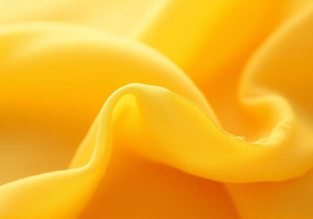 玉ねぎの皮で染められた、やわらかな黄色の絹織物のテクスチャ。草木染め